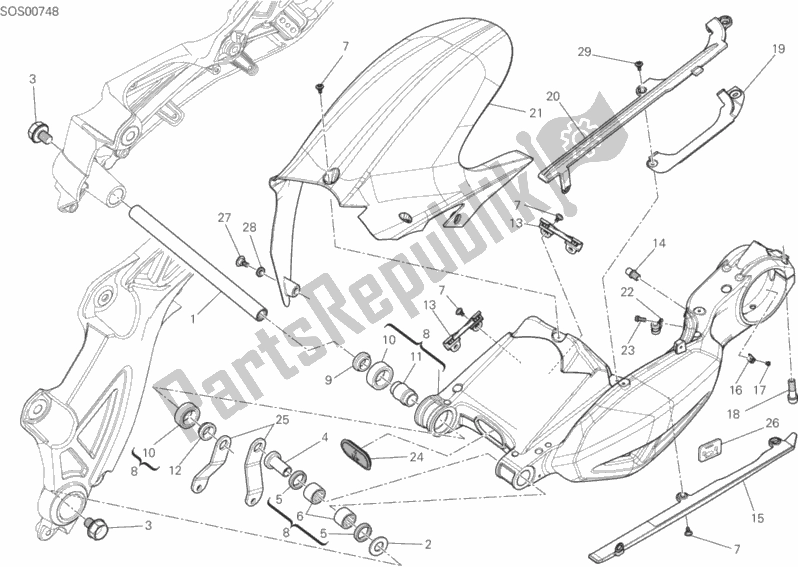 Todas as partes de Braço Oscilante do Ducati Diavel FL Thailand-Brasil 1200 2015